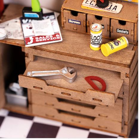 Kit de Casa en Miniatura para Bricolaje Rolife Garage Workshop DG165
