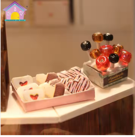 Casita Miniatura "Cocoa's Fantastic Ideas" Kit DIY de Chocolatería con Luces LED - C007