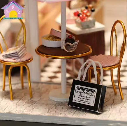 Casita Miniatura "Cocoa's Fantastic Ideas" Kit DIY de Chocolatería con Luces LED - C007