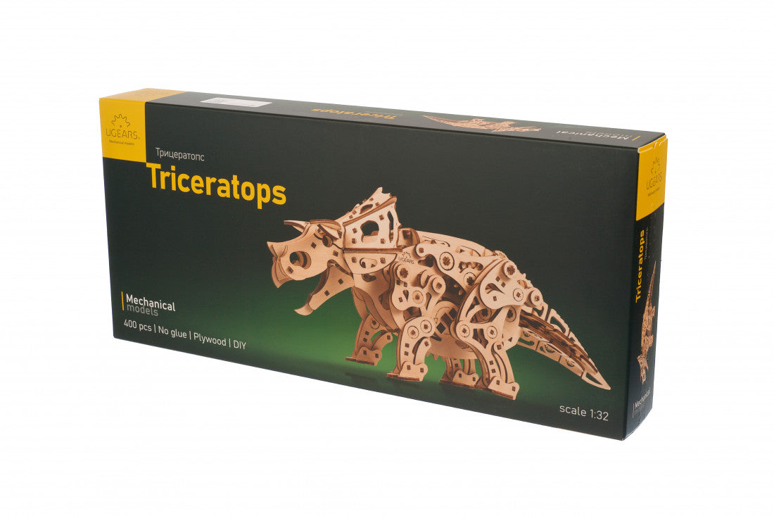 Triceratops 3D - Modelo Mecánico de Madera para Armar – Ugears Dinosaurs Collection