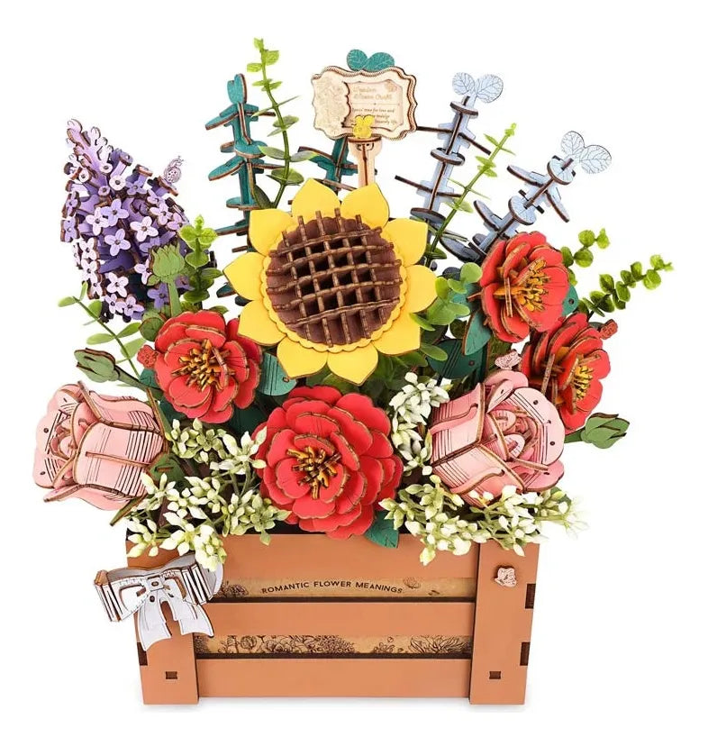 Puzzle 3D de Madera "Caja de Flores" - Maqueta para Armar (Robotime)