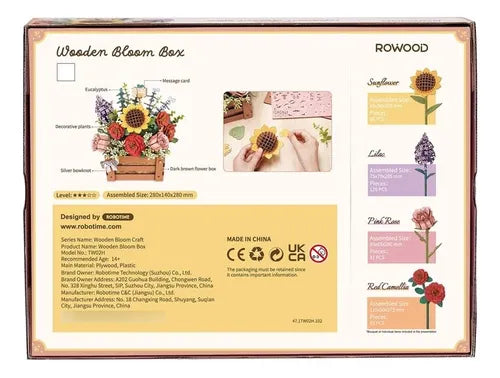 Puzzle 3D de Madera "Caja de Flores" - Maqueta para Armar (Robotime)