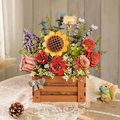 Puzzle 3D de Madera "Caja de Flores" - Maqueta para Armar (Robotime)