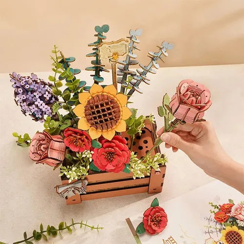 Puzzle 3D de Madera "Caja de Flores" - Maqueta para Armar (Robotime)