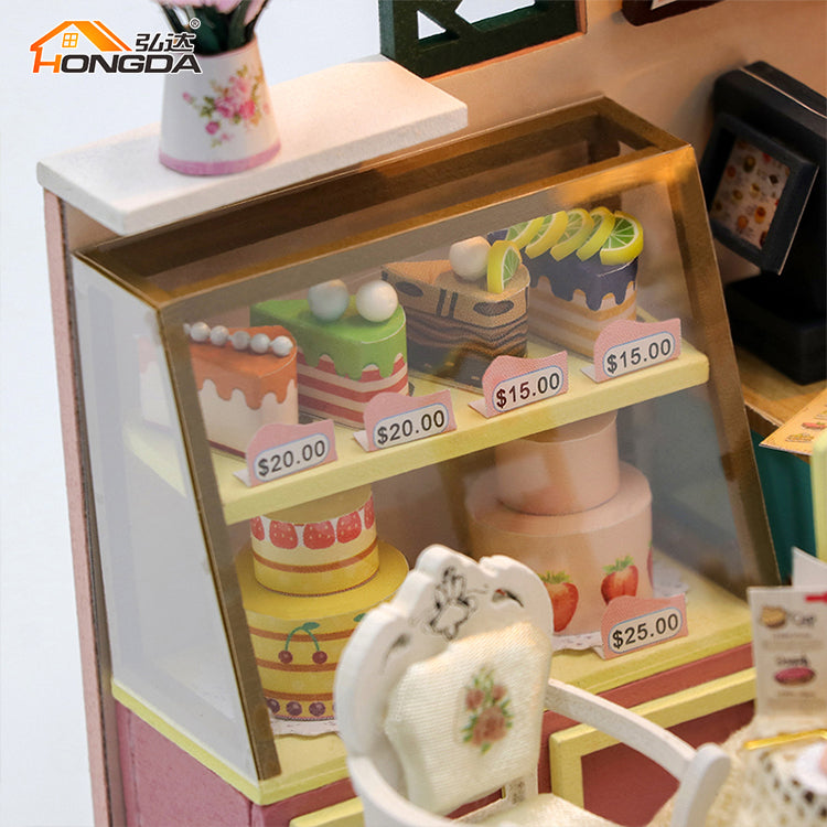 Casa Miniatura DIY "Sweet Cake" con Luces LED – Kit de Madera S2201