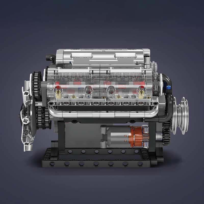 Mould King 10088 Motore V8 A Cilindri Da Costruzione - 535 Pezzi, Con Motore Elettrico E Batteria, Mattoncini Compatibili