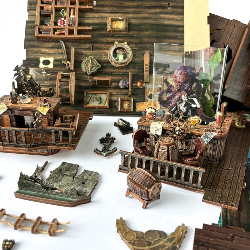 Book Nook Barco Pirata del Nuevo Mundo - SQ36 Diorama 3D DIY con Luz LED (Hamaileon)