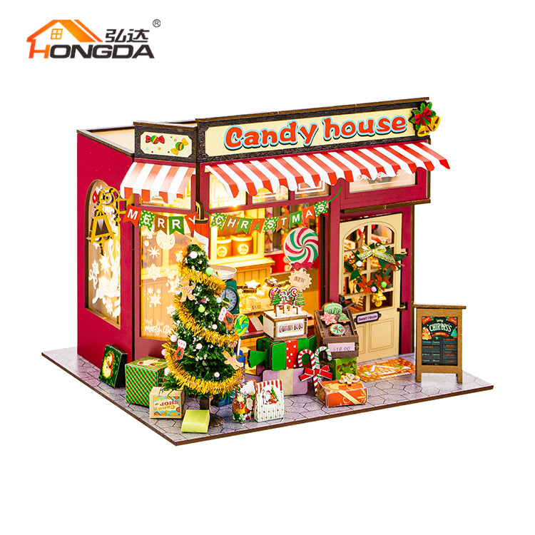 Casa de Dulces Navideña - Candy House Miniatura DIY con Luz (Hongda PC2502)
