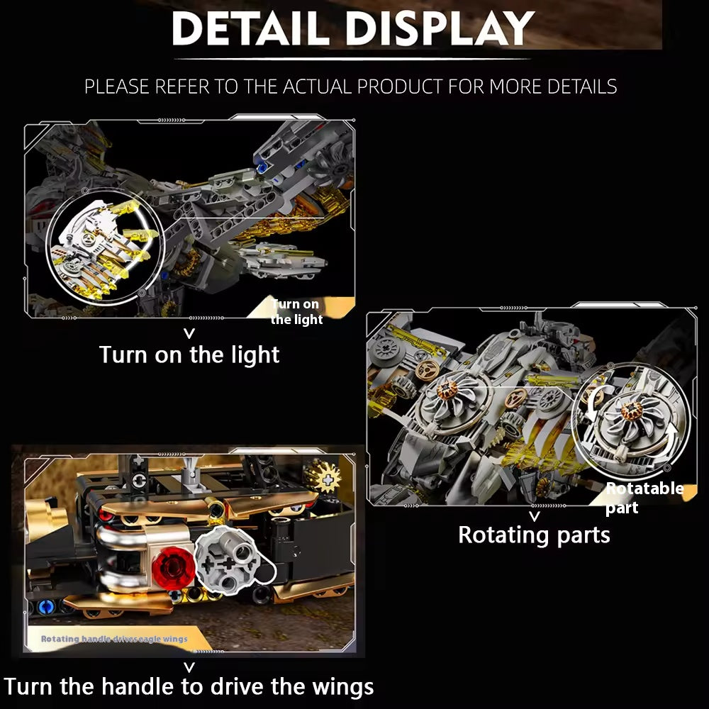 MJ 13084 Águila Mecánica Creativa - Bloques de Construcción con Luz y Soporte