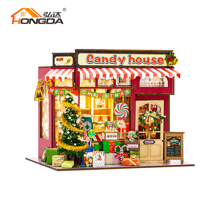 Casa de Dulces Navideña - Candy House Miniatura DIY con Luz (Hongda PC2502)