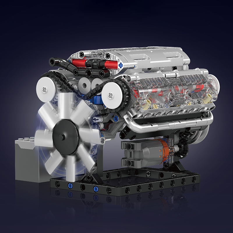 MOULD KING 10088 - Motor V8 Motorizado MOC (Bloques de Construcción)