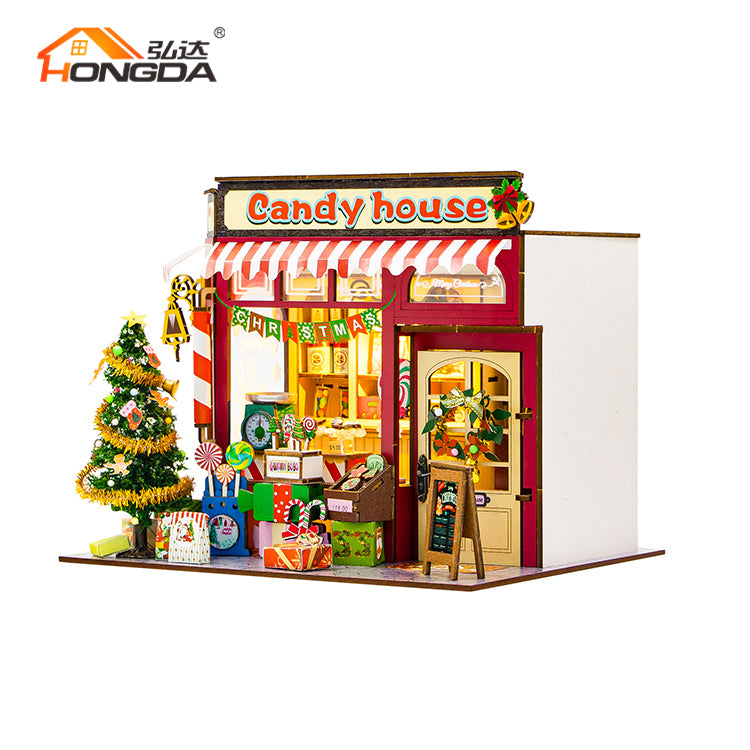 Casa de Dulces Navideña - Candy House Miniatura DIY con Luz (Hongda PC2502)