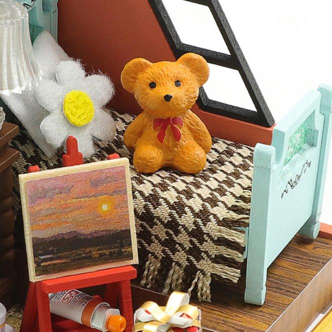 Dormitorio Soñado en Miniatura – Kit DIY con Mobiliario y Luces LED S2302