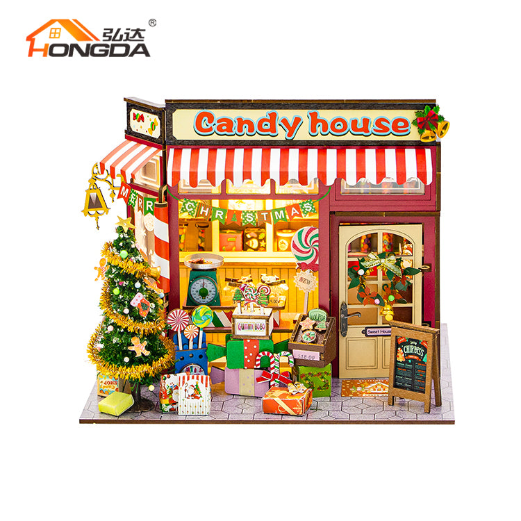 Casa de Dulces Navideña - Candy House Miniatura DIY con Luz (Hongda PC2502)