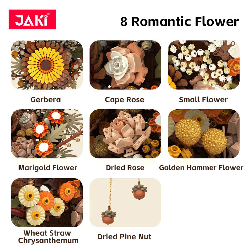 Arreglo Floral Colgante - Ramo de Bloques de Construcción DIY para Pared/Oficina (Jaki)