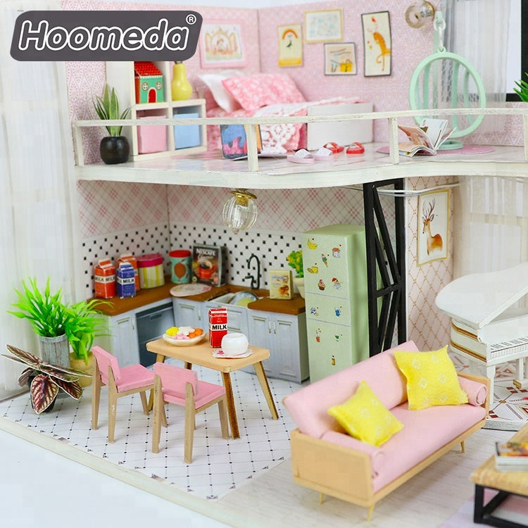 Casa Miniatura DIY “Pink Melody” – Habitación Romántica con Piano y Luces LED M035