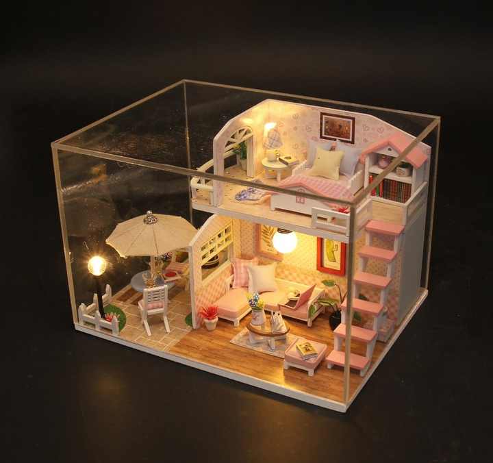 Pink Loft  Casa de Muñecas Miniatura DIY mini house -M033