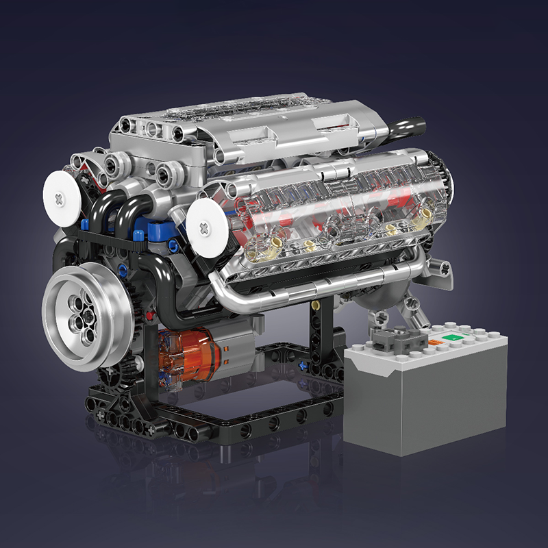 MOULD KING 10088 - Motor V8 Motorizado MOC (Bloques de Construcción)
