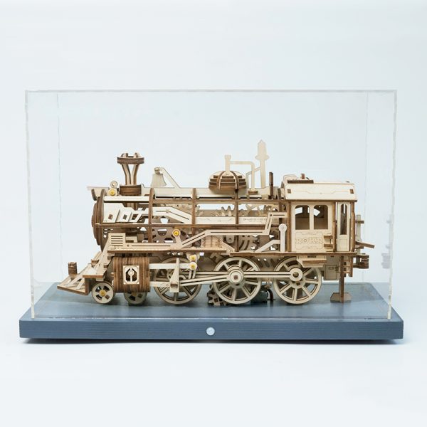 Locomotora a Vapor LK701 - Modelo Mecánico de Plywood con Cuerda (Rokr)