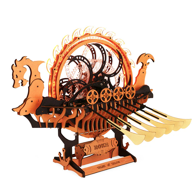 Maqueta de Barco Vikingo "Dragon Ship" - Puzzle 3D de Madera con Luz (Robotime)