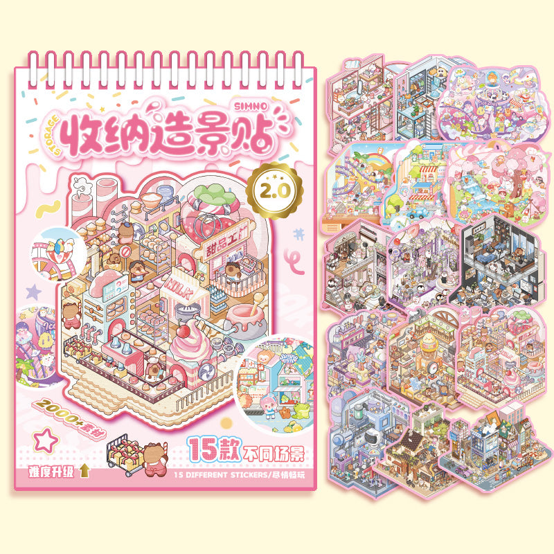 Libreta De Stickers Coreanos 15 Mini Escenas 3d Simno 2.0