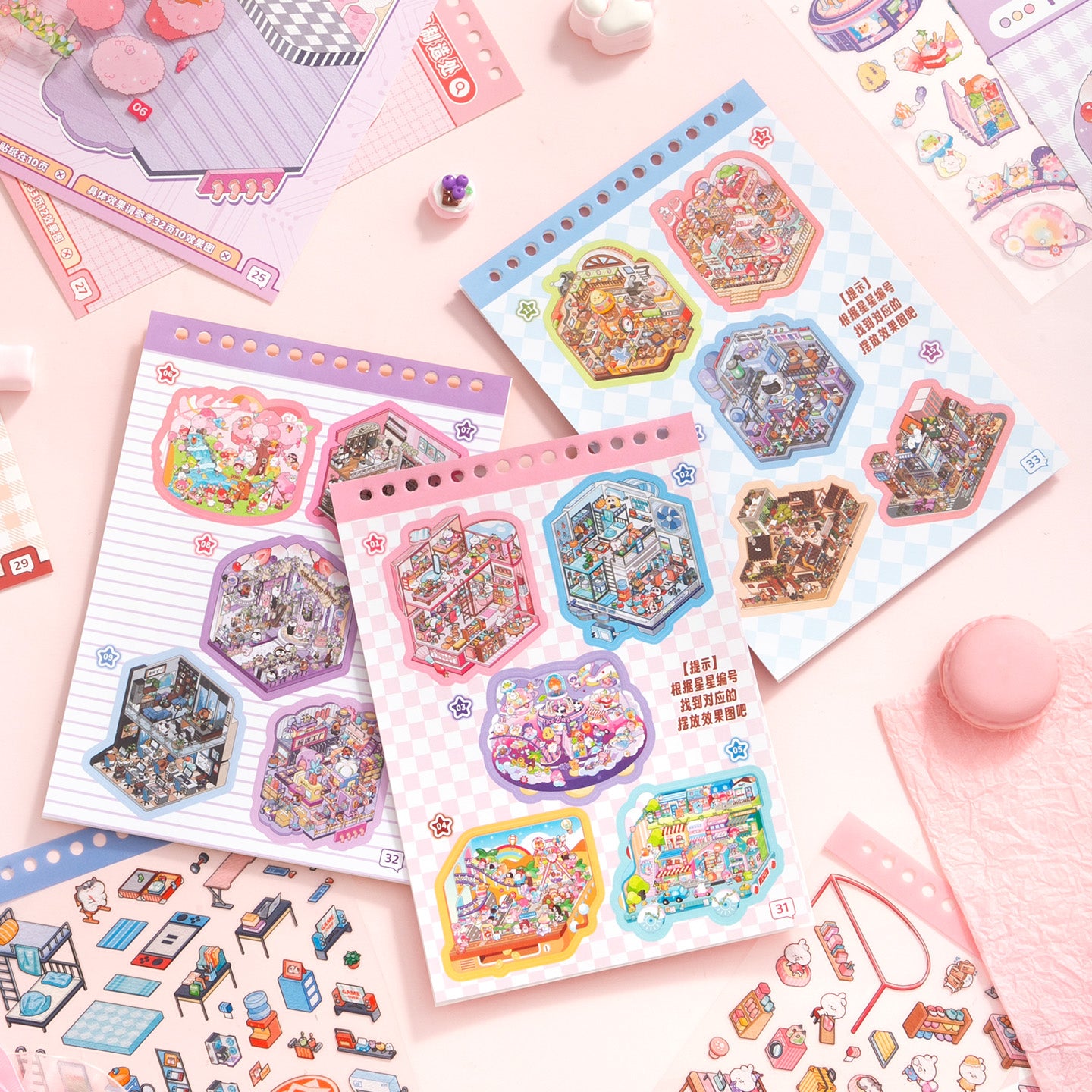Libreta De Stickers Coreanos 15 Mini Escenas 3d Simno 2.0