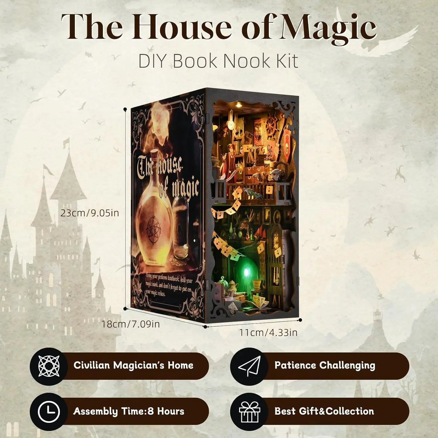 Separador de Libros - La Casa de la Magia - tematica de Harry Potter