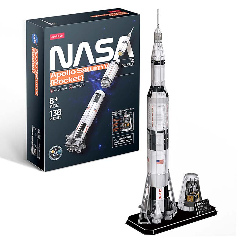 Nasa Cohete Saturn V Armable Puzzle 3D 136 Piezas