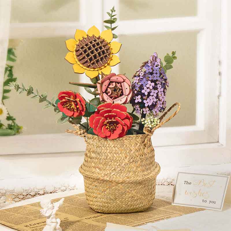 Ramo completo de Flores de madera - Robotime
