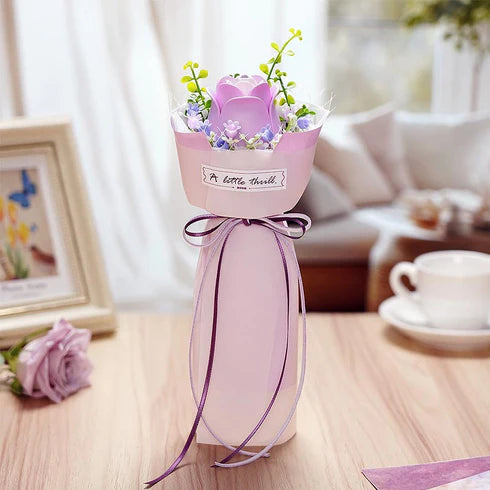 Mini Ramo de Rosas Púrpuras de Madera - Puzzle 3D para Armar (Rokr)