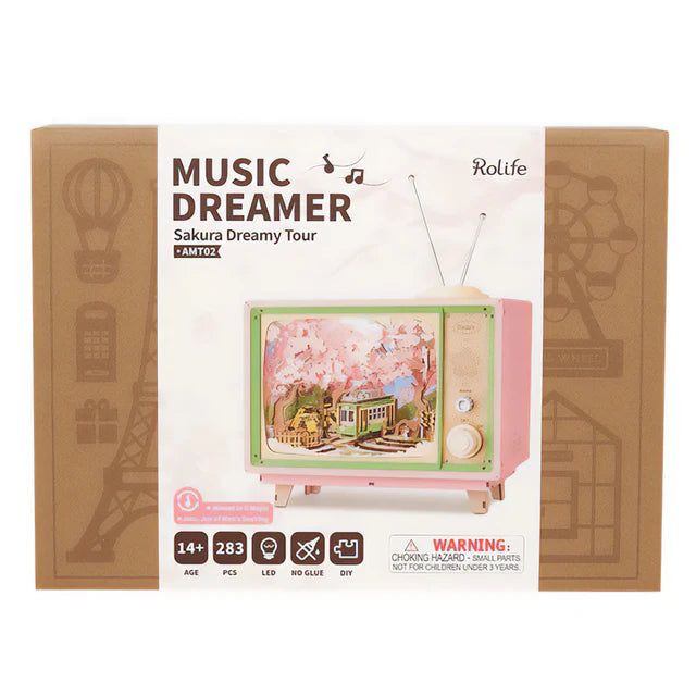 Music Box TV Retro Sakura Dreamy Tour - Caja Musical DIY (Rolife AMT02)