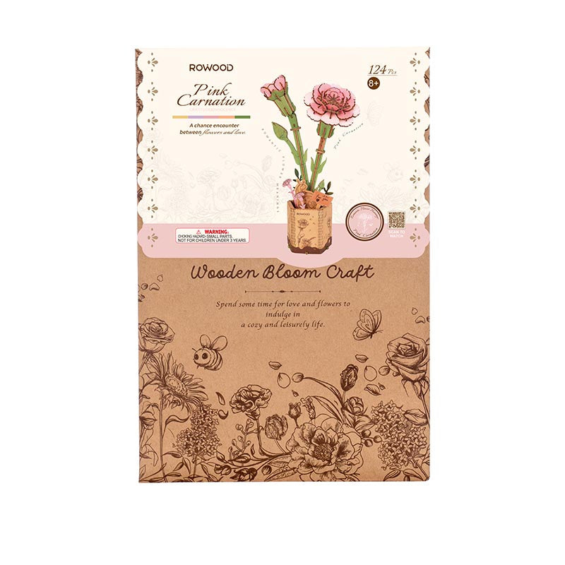 Flor de Clavel Rosa de madera