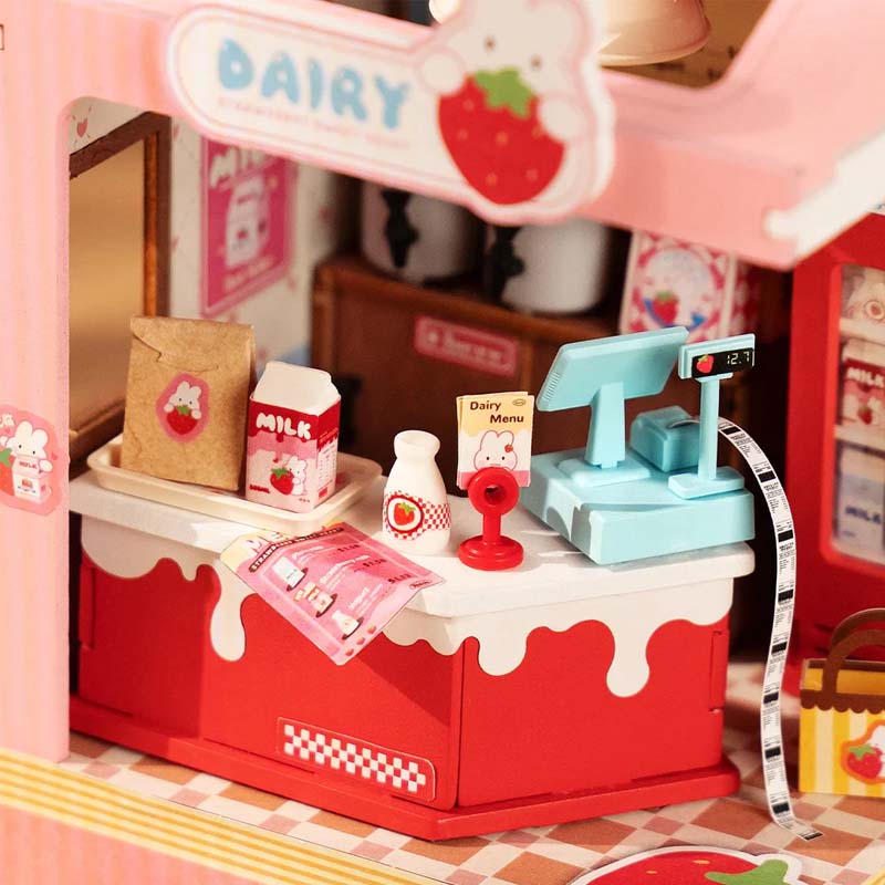 Leche con fresa - Maqueta en miniatura