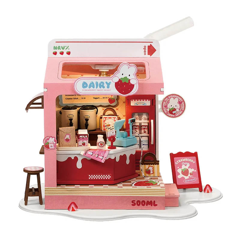 Leche con fresa - Maqueta en miniatura