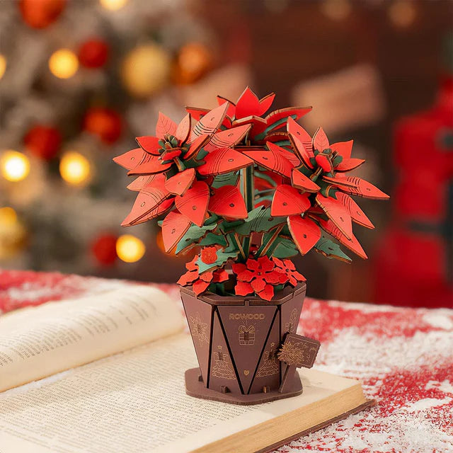 Flor de Nochebuena / Corona del Inca Poinsettia - Maqueta de Madera DIY (Rowood)