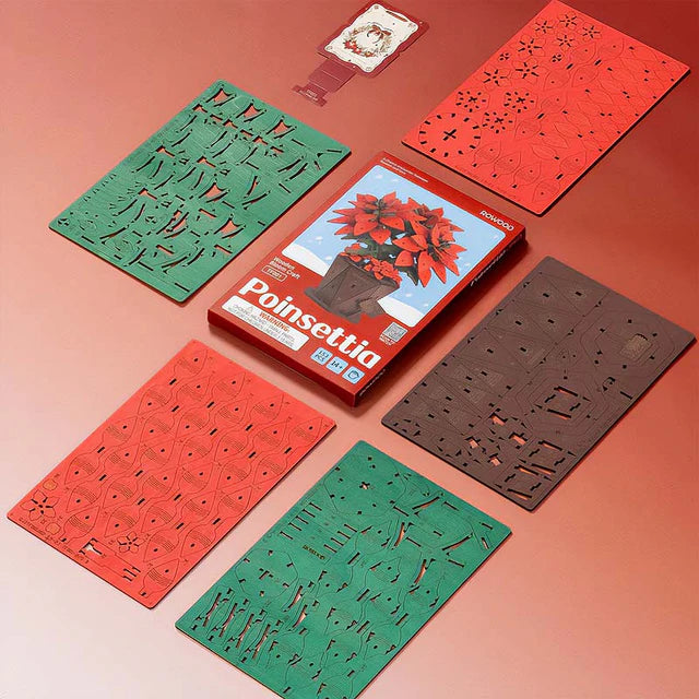 Flor de Nochebuena / Corona del Inca Poinsettia - Maqueta de Madera DIY (Rowood)