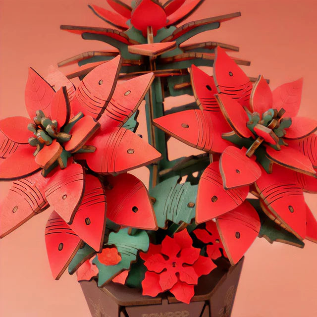 Flor de Nochebuena / Corona del Inca Poinsettia - Maqueta de Madera DIY (Rowood)