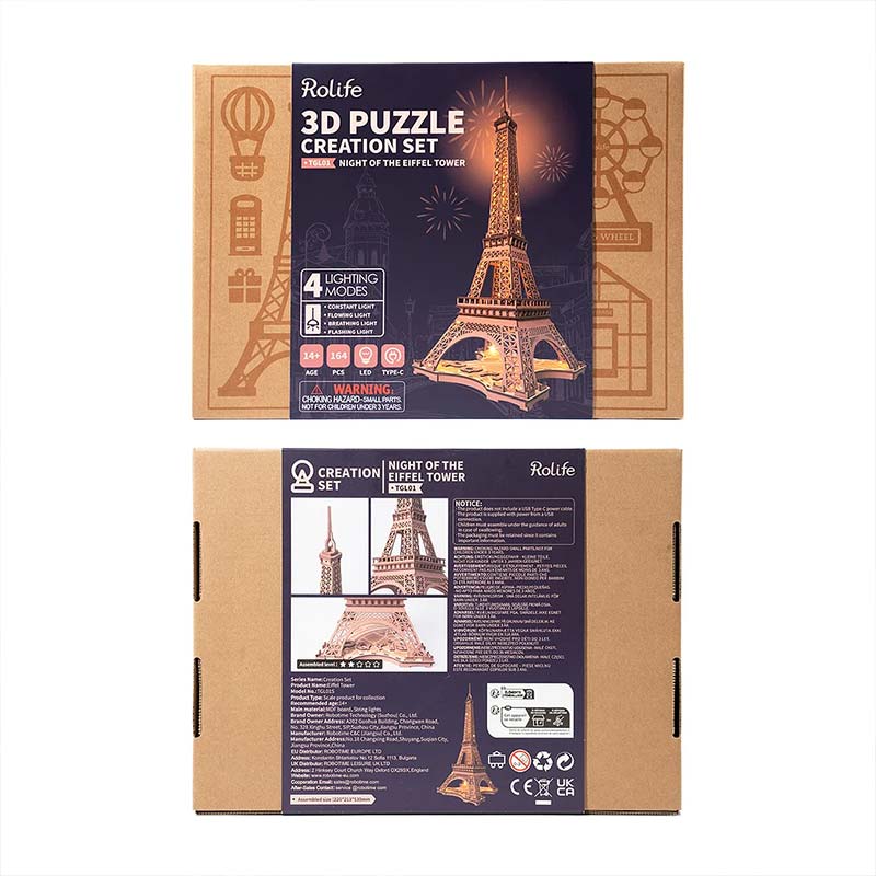 Torre Eiffel de Madera LED