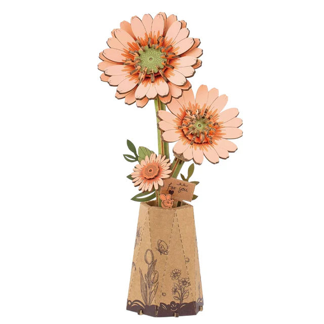 Flor Gerbera Naranja - Ramo de Madera DIY de Larga Duración (Rowood)