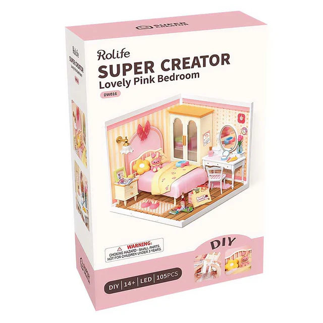 Miniatura Armable Dormitorio Rosa - Lovely Pink Bedroom DIY (Rolife)