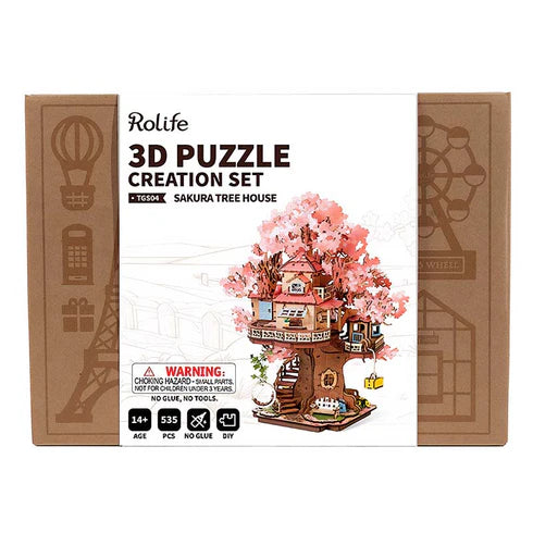 Puzzle 3D de Madera "Sakura Tree House" - Maqueta para Armar (Rolife)