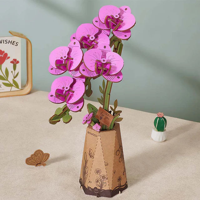 Orquídea Púrpura Phalaenopsis - Ramo de Madera DIY de Elegancia Eterna (Rolife)