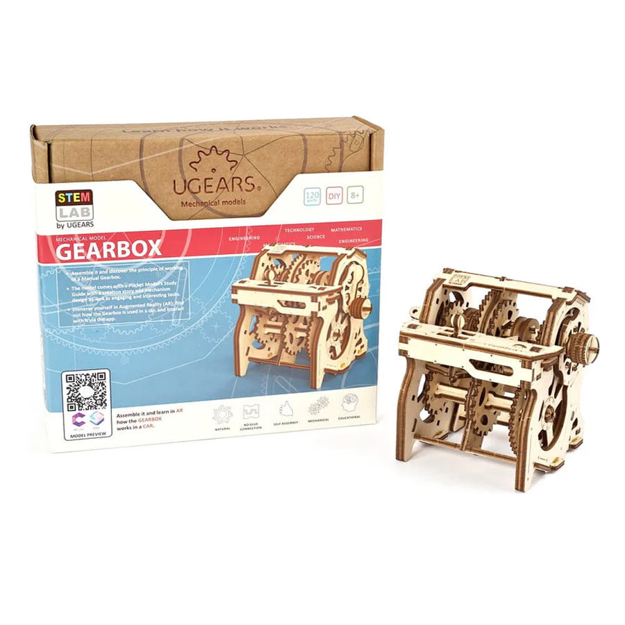 Caja de Cambios Mecánica - Maqueta de Madera Educativa (Ugears)