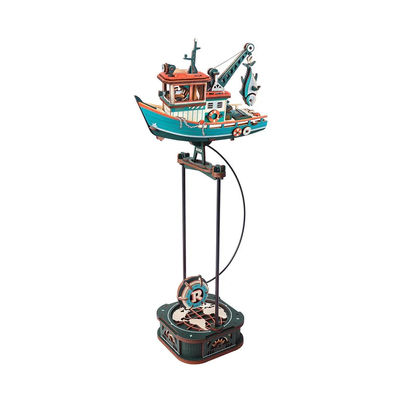 Barco pesquero Lucky Trawler ROKR MCD08, maqueta de madera para armar - armado