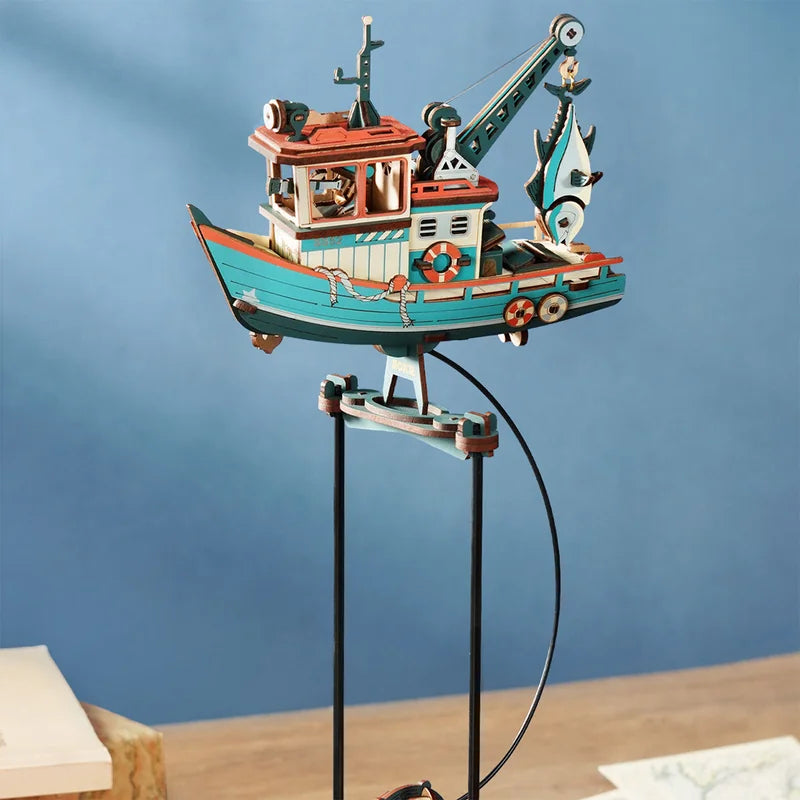 Barco pesquero Lucky Trawler ROKR MCD08, maqueta de madera para armar - vista 5