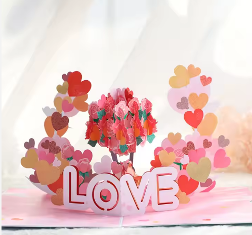 Tarjeta Pop-Up Flores de amor