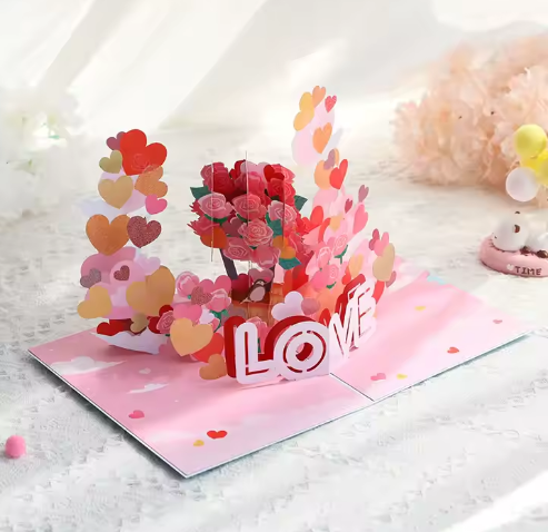 Tarjeta Pop-Up Flores de amor
