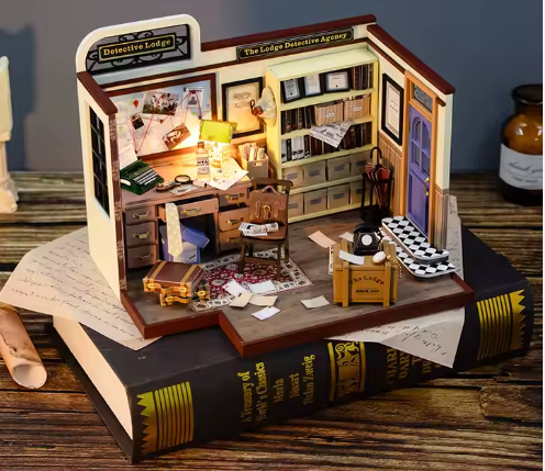 Casa Miniatura DIY “Agencia de Detectives” – Oficina Vintage con Luces LED PC2308