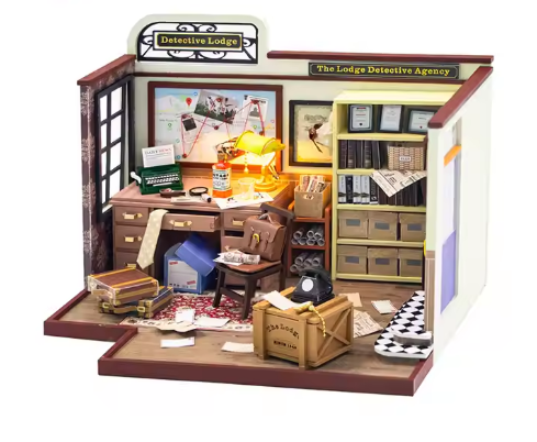 Casa Miniatura DIY “Agencia de Detectives” – Oficina Vintage con Luces LED PC2308
