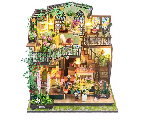 Kit armable DIY “Darcy Flower House” – Florería Miniatura con Luces LED M2322